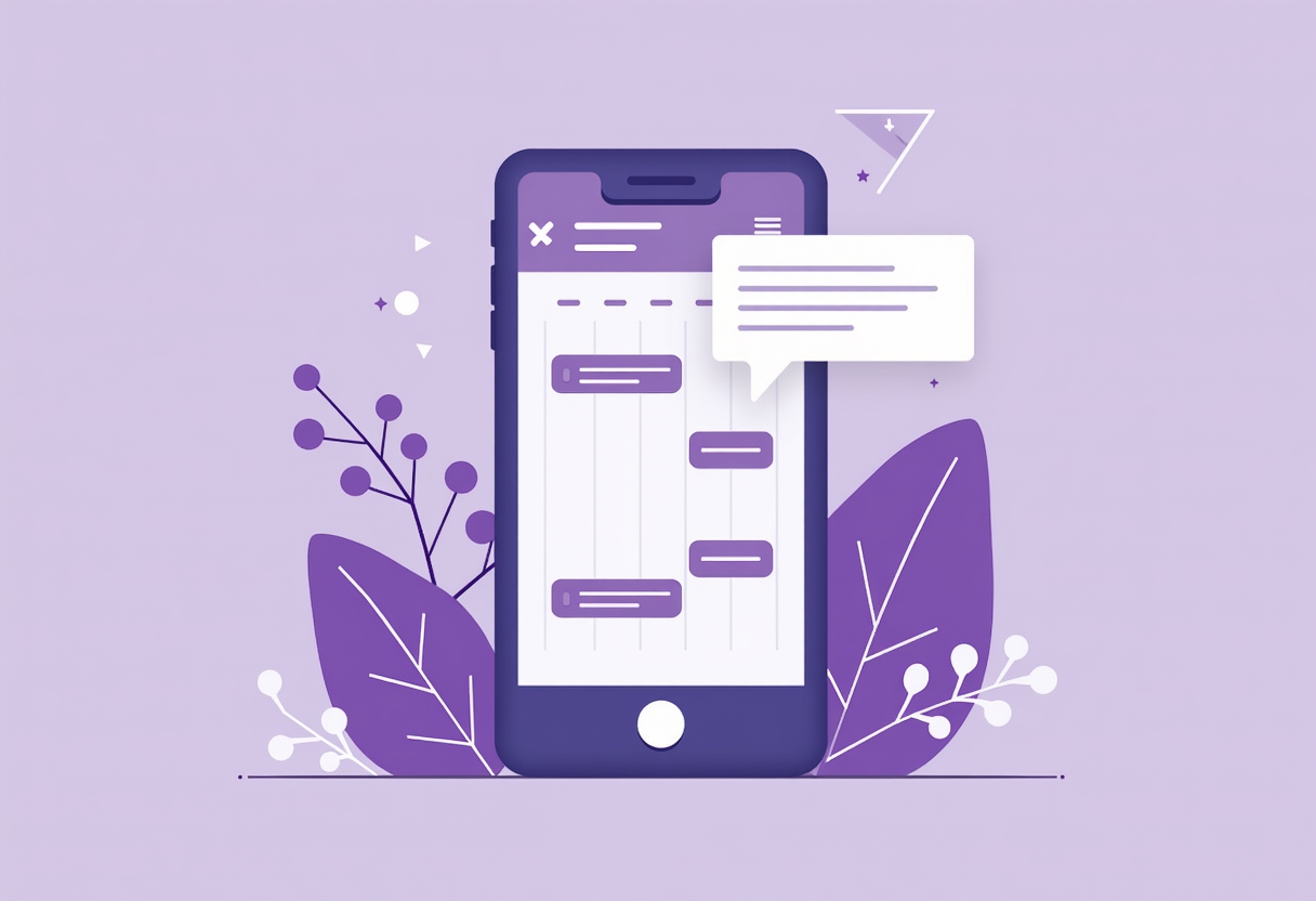 A smartphone showing a clean calendar app with confirmed appointment slots, a chat bubble with an AI assistant confirmin