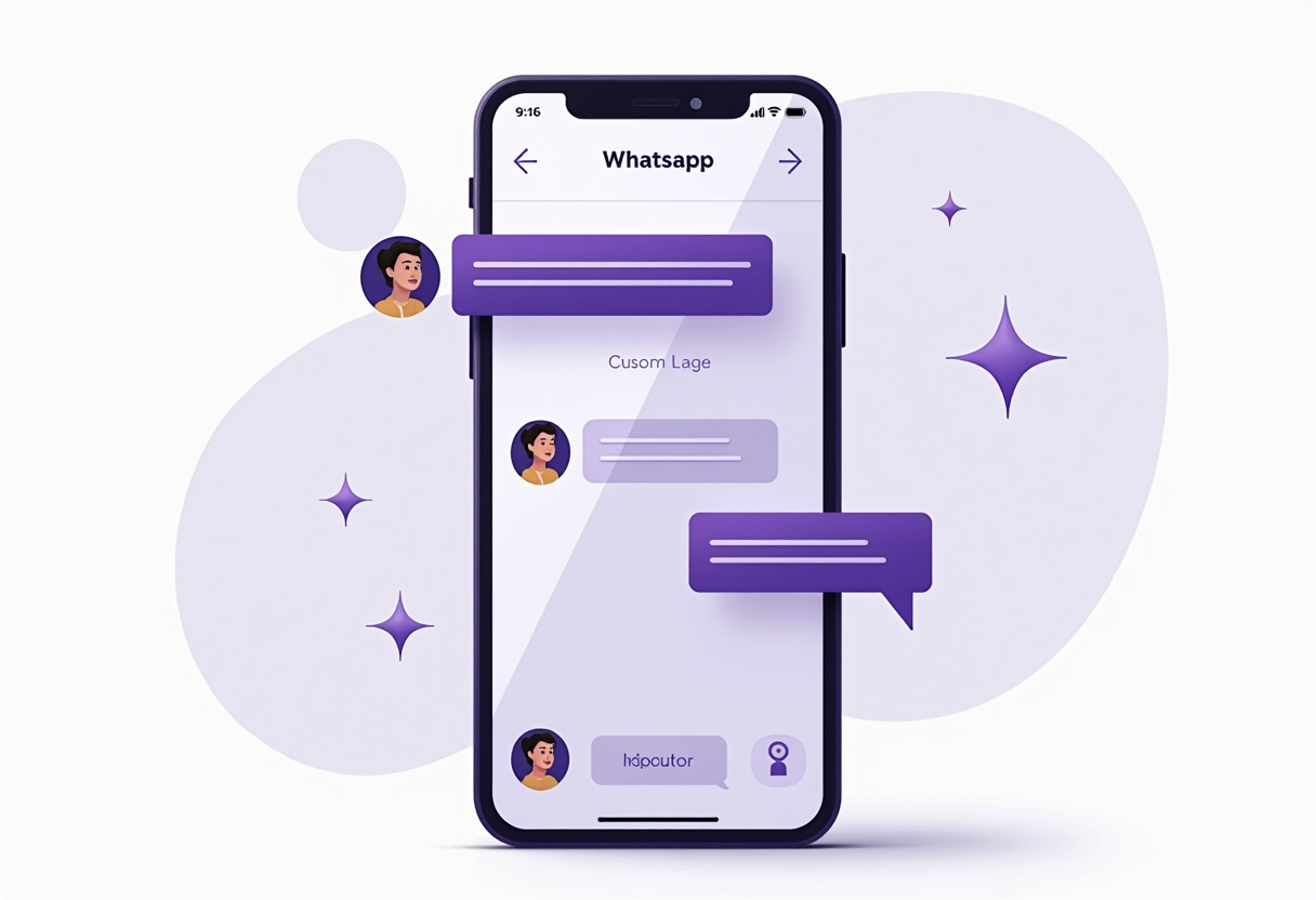 A smartphone showing a WhatsApp conversation where an AI assistant answers a customer instantly at midnight, purple acce