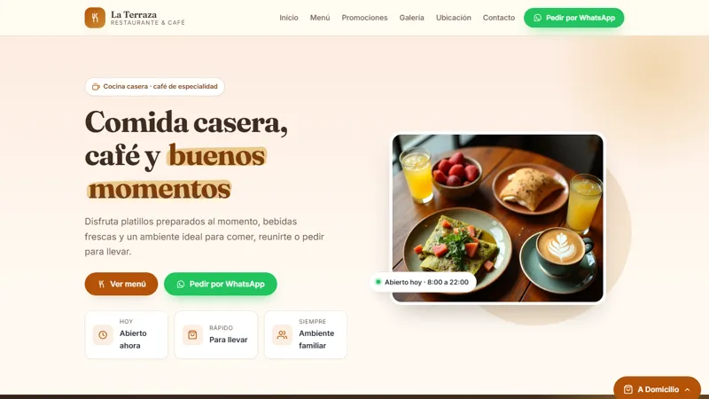Ejemplo de página web para restaurante