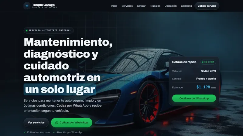 Ejemplo de página web para taller automotriz
